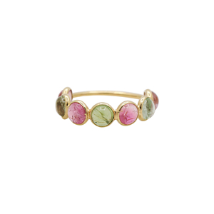 Gema de turmalina multicolor Natural de alta calidad, anillos hechos a mano de oro amarillo sólido de 18k, joyería para venta al por mayor - Product Image 1