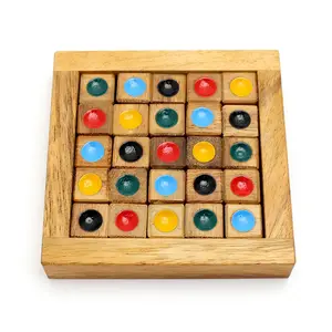 Renk Sudoku bulmaca kurulu oyunları kutusu ahşap meydan çocuklar için oyunlar seyahat boyutu aile oyunları hediye fikirleri eğitici