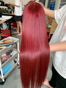 Extensiones de Cabello Humano de Múltiples Donantes, Origen Vietnam, Color Borgoña, Cabello Liso Natural - Product Image 2