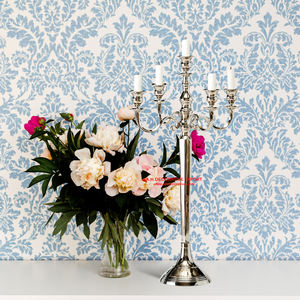 Candélabre de sol en argent coûteux pour la décoration de table de mariage bougeoir en aluminium plaqué argent candélabre fait main - Product Image 3