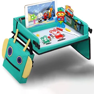 Factory newest 600d Oxford kids travel tray toddler travel table dry erase board car organizer folding car seat travel tray