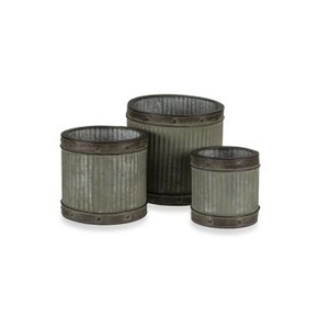 De METAL galvanizado cuadrado conjunto venta al por mayor jardín de la casa de estilo VINTAGE de Pote de flor - Product Image 6