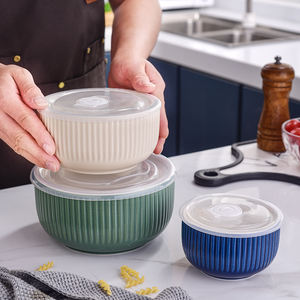 Ensemble <span class=keywords><strong>de</strong></span> 3 pièces bol <span class=keywords><strong>de</strong></span> mélange en porcelaine bol <span class=keywords><strong>de</strong></span> séparation en céramique récipient <span class=keywords><strong>de</strong></span> stockage des aliments avec couvercle - Product Image 4