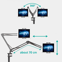 Support de bureau flexible en alliage d'aluminium réglable pour téléphone et tablette, compatible mains libres, pour iPad de 4 à 12,9 pouces