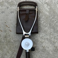 Bâton de marche pliable en aluminium de qualité avec siège et éclairage pour la pêche et la chasse, noir