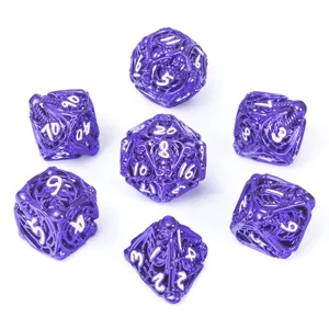 Factory Custom D4 D6 D8 D10 D12 D20 D % Skull Hollow Metal Dice Set D & D Polyhedral Dnd dobbelstenen Voor Rpg Games