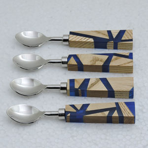 Ensemble de 4 cuillères à thé en résine et en acier inoxydable pour ustensiles de cuisine et dessus de table dans un ensemble de couverts en vrac - Product Image 3