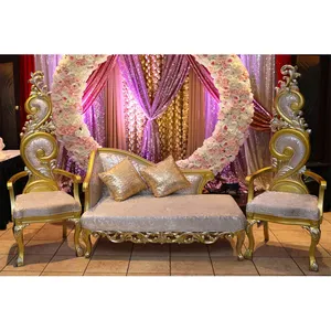 Ensemble de canapé de mariage en fer avec causeuse et chaises, style européen et italien, pour le marié mariée, réception de mariage