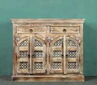 Buffet en bois de manguier indien fait main, finition vieillie, design rustique antique, pour cuisine, salle à manger, salon, meubles de maison
