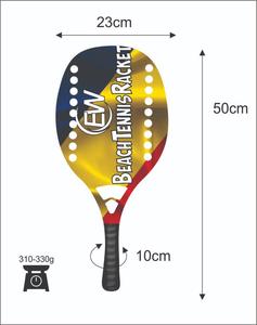 Raquettes de beach tennis et de padel sur mesure, poignée en fibre de carbone, poids 310-330g, longueur 50cm, logos personnalisés, combinaisons de couleurs - Product Image 1