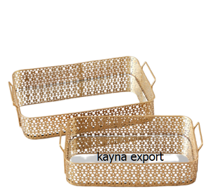 Decoración DE BODA Regalo Propósito Decorativo Metal Diseñador Espejo Bandeja Oro Acabado Rectángulo Hermoso Borde Espejo Arte Decoración - Product Image 1