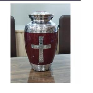 Venta caliente Cruz de Metal Grabado Hermosa Urna de Cremación de Aluminio para Cenizas Urnas Amarillas Premium Santa Cruz Urnas de Cremación - Product Image 2