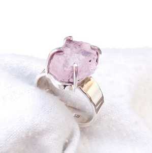 92.5 argent Sterling naturel Morganite pierre précieuse non traitée pierre brute à la main belle bague femmes mignon cadeau - Product Image 2