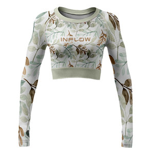 Hot nuevo estilo de alta calidad de compresión de sublimación en blanco de moda de las mujeres de manga larga Crop Top camiseta - Product Image 1