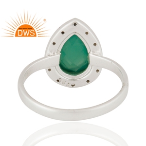 Pear Shape Green Onyx Gemstone <b>Ring</b> Jewelry Wholesale Solid <b>925</b> Fine <b>Silver</b> Designer <b>Ring</b> Classic Collection - Product Image 3