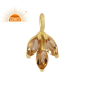 Leaf Cut Natural Citrine Gemstone Party Pendant Jewelry Wholesaler 18k Gold Plated 925 Sterling Silver Pendant Jewelry Supplier