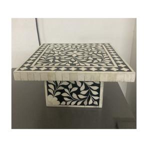 Soporte de pastel con incrustaciones de hueso, hecho a mano, indio, en forma redonda, fabricación de la india - Product Image 1