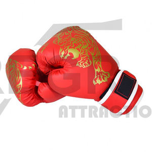 Guantes de boxeo en forma de China, diseño personalizado de gimnasio, boxeo, entrenamiento, cuero negro, Fitness, rojo, Logo personalizado de PVC, Color MMA - Product Image 2