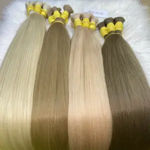 Remy virgin 100% Russian hair extensions luxury no tangle, the best vendor ash colored Bulk Hair for Russia hair factories