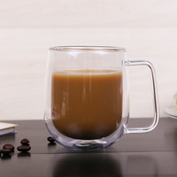 Gobelets à café cappuccino jetables en verre borosilicate écologique, isolés, à double paroi, sans plomb, sans BPA, 250 ml, avec couvercle en bambou