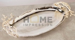 ถาดโลหะสแตนเลสเกรดสูงพร้อมที่จับใบไม้สีเงินเงาสีดำทอง-ทำด้วยมือและกันการรั่ว-สำหรับซัพพลายเออร์ขายส่ง - Product Image 5