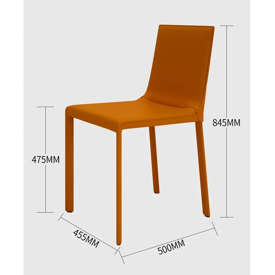 Modern Bonded Leather Luxury Dining Chairs in Orange or Grey W455 x D500 x H845mm Midcentury Design