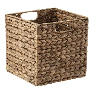 Trending 2022 Natural Rattan Storage Basket Home Storage Container With Lid Water Hyacinth Storage Cubes With Handles