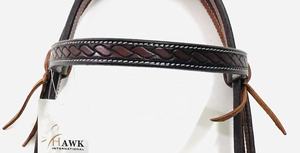 Brida de caballo de cuero genuino occidental marrón de calidad superior con cabezal de logotipo personalizado para equitación ecuestre - Product Image 5