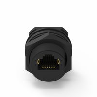 Connecteur RJ45 (F) 8 broches étanche IP67 en cuivre et ABS, avec verrouillage frontal, usage industriel, 125V 15A, filetage 13/16 "-28UNS (à visser/soudable)