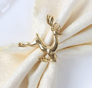 โต๊ะทานอาหารสำหรับงานเลี้ยงวันหยุด,โต๊ะทองทองเหลืองสไตล์ตะวันตกทำด้วยมือกวางเรนเดียร์แหวนผ้าเช็ดปากอุปกรณ์ตกแต่งโต๊ะ - Product Image 3