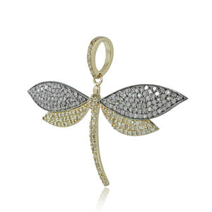 14พันทองปูเพชรออกแบบออกซิไดซ์925เงินแมลงปอจี้เครื่องประดับขายส่ง - Product Image 2