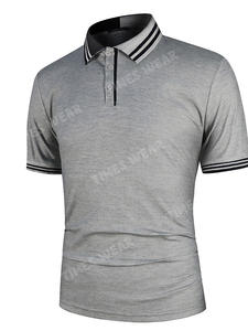 Polo de verano para hombre de alta calidad 100% algodón antiarrugas patrón sólido Jersey tela Color bloque Patchwork cuello Polo - Product Image 5
