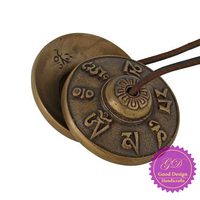 Cloche en bronze de haute qualité de 2,5 pouces pour la méditation et la guérison |   Cloches népalaises anciennes ou Manjeera à prix de gros