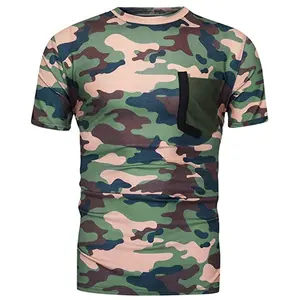 Yeni giyim spor koşu T Shirt erkek o-boyun T-Shirt pamuk vücut geliştirme spor kamuflaj gömlek Tops Gym erkekler T gömlek