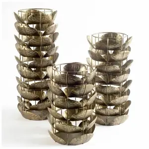 Lámpara de metal de alta calidad para decoración de hotel, vela de hurricane de metal de bronce para fiesta de boda, oferta, último diseño, precio barato