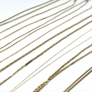 1mm 2mm 3mm 10k 14k 18k 22k oro 24k collares de cadena de caja de Miami enlace cubano La serpiente Cable Figaro cuerda para joyería de los minoristas de EE. UU.