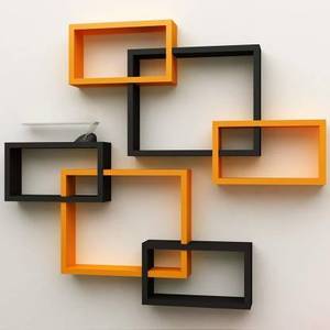 Décoration murale Se Croisent Flottant Étagères MDF (Fibers De Densité Moyenne) Étagère Murale Nombre de Étagères 6 Jaune Noir - Product Image 3