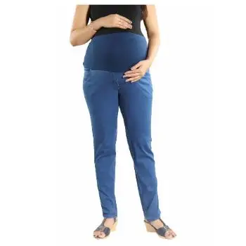 Pantalones vaqueros de cintura alta sin costuras para mujeres embarazadas, ropa informal para correr, maternidad, al mejor precio, venta al por mayor en la India