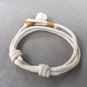 Nautical Knot <b>Rope</b> <b>Bracelet</b> White Cotton slip Knot <b>Bracelet</b> 2565 - Product Image 1