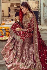 DAZZLING--ELEGANT--BRIDAL--<b>KURTA</b> WITH BROCADE---LEHENGA--with--Embellished in Crystal Glass Beads Stone ,work for Wedding=2021-- - Product Image 2