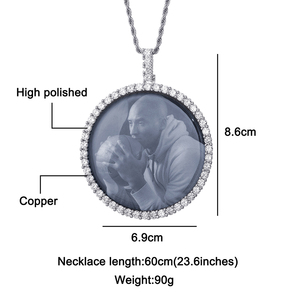 <span class=keywords><strong>Collier</strong></span> pendentif personnalisé avec photo de grand cercle, bijoux hip-hop, glacé, personnalisé avec photo de souvenir - Product Image 6