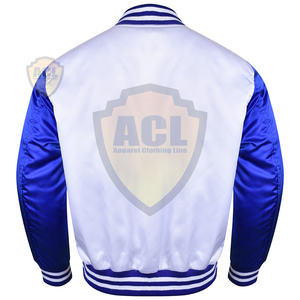 Satén 100% unisex chaqueta varsity dos color cómodo Etiqueta Privada Venta caliente equipo universitario de béisbol simple chaqueta - Product Image 3