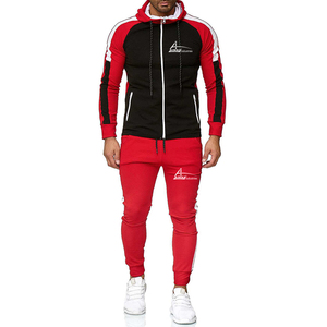 Survêtement pour hommes, vêtements de sport, avec coupe étroite, couleur rouge et noire, pour Jogging, nouvelle collection - Product Image 1