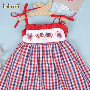 Vestito da ragazza smocked modello americano OEM ODM su misura ricami fatti a mano all'ingrosso abiti smocked-BB2753