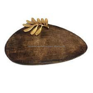 Cerf en métal poignée visage plateau en bois - Product Image 5