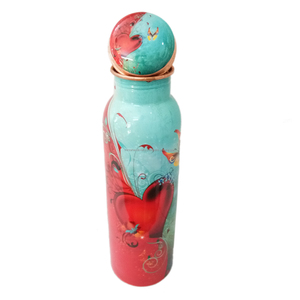 Botella de agua de cobre puro, diseño dorado con acabado de Mina, 1000ML, para Ayurveda y beneficios para la salud, precio personalizado - Product Image 4