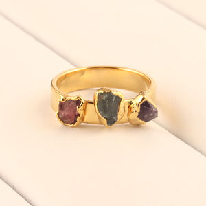 De calidad Superior natural multi piedras preciosas en bruto anillo de galvanoplastia tres anillo de piedra de fabricante profesional de mujer hecho a mano, anillo - Product Image 3