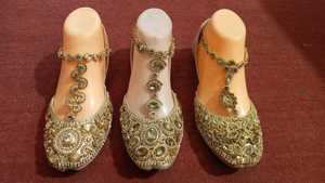 Beautiful Khussa Shoes for Women Comfortable Flat Design With Genuine <b>Leather</b> Lining and <b>Insole</b> for Indian Women - Product Image 6