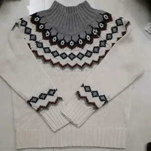 प्रीमियम गुणवत्ता कपड़ों अधिशेष ब्रांडेड लेबल महिलाओं देवियों स्वेटर Jumpers आकस्मिक कपास लंबी आस्तीन शैली बुना हुआ कपड़ा स्वेटर
