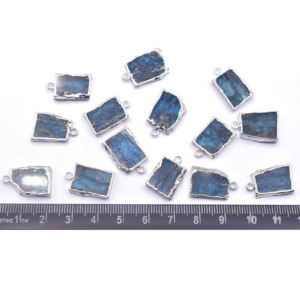 ไคยาไนต์ 14 ถึง 16 มม. พร้อมห่วงรูปสี่เหลี่ยมผืนผ้า ชุบเงิน สำหรับทำเครื่องประดับ - Product Image 3